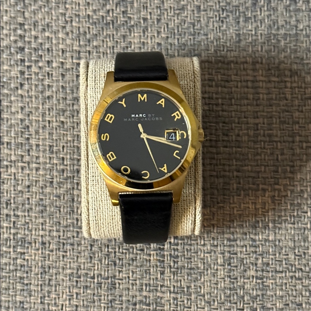 Marc by Marc Jacobs Gold and Black Leather Watch
